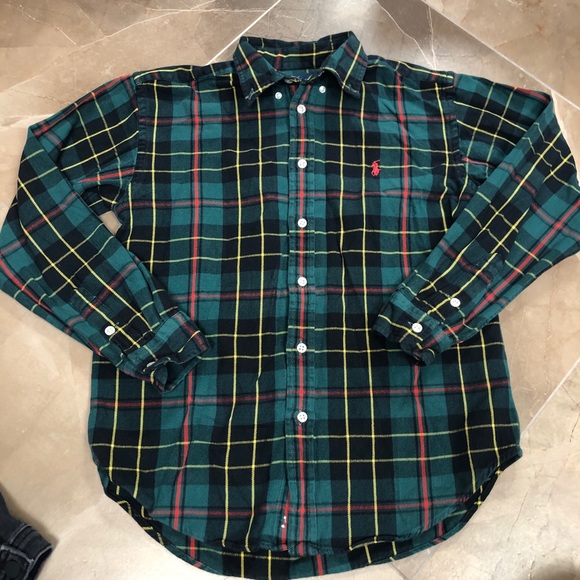 Ralph Lauren Green Plaid Flannel Shirt 